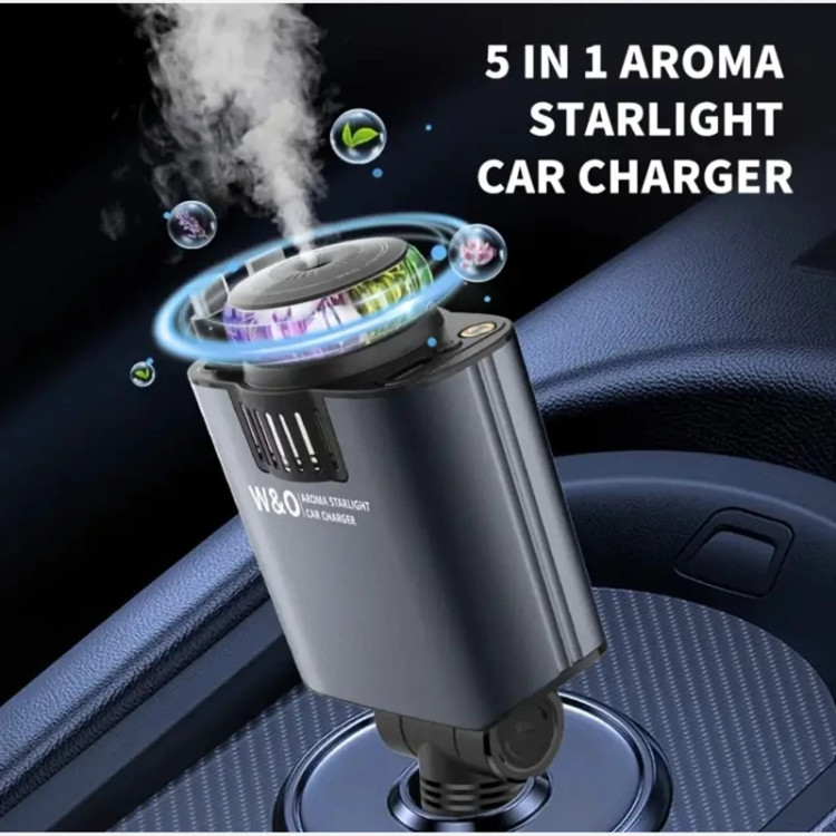 شارژر فندکی خودرو starlight car charger 5 in 1 با رایحه افشانی و نورپردازی