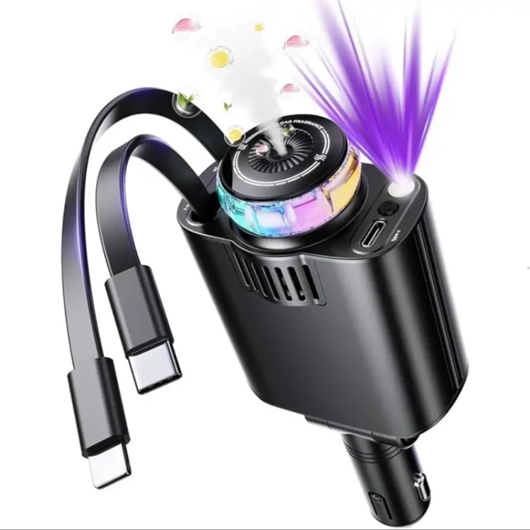 شارژر فندکی خودرو starlight car charger 5 in 1 با رایحه افشانی و نورپردازی