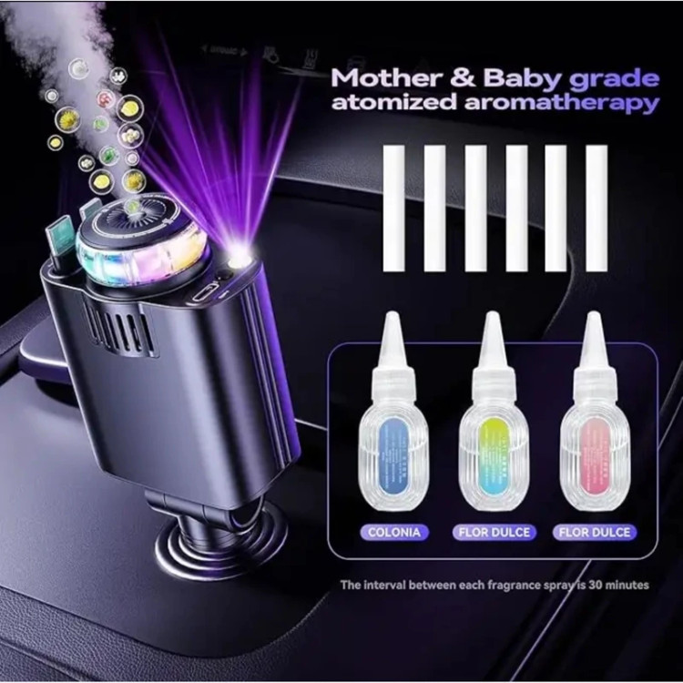 شارژر فندکی خودرو starlight car charger 5 in 1 با رایحه افشانی و نورپردازی
